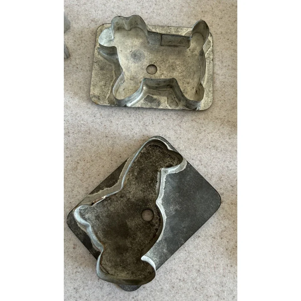 Vintage Antique Primitive Cookie Cutters -lot Of 6  (2 Flat Back)